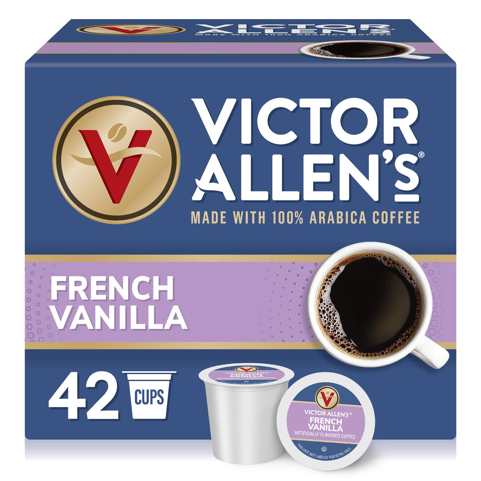 Victor Allen's Coffee French Vanilla box with pods for ready mornings.