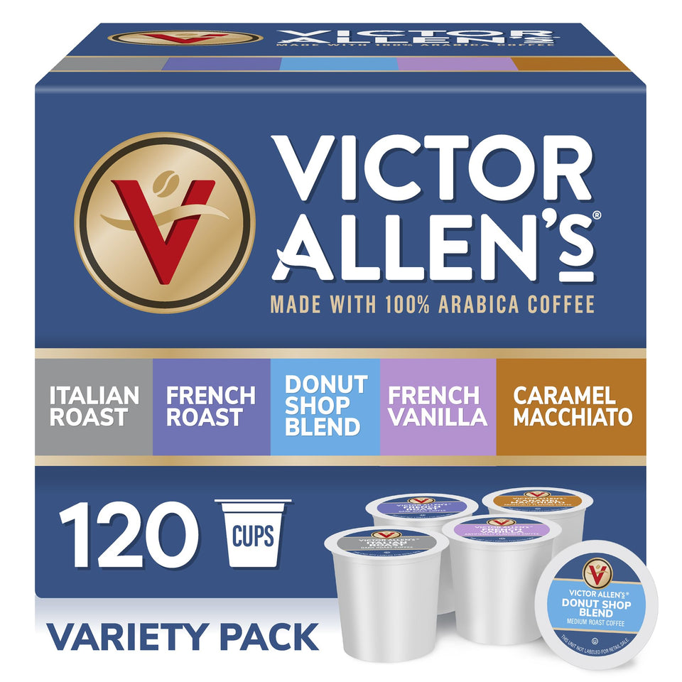 Victor Allen's Coffee variety pack box of 120 pods for Keurig brewers