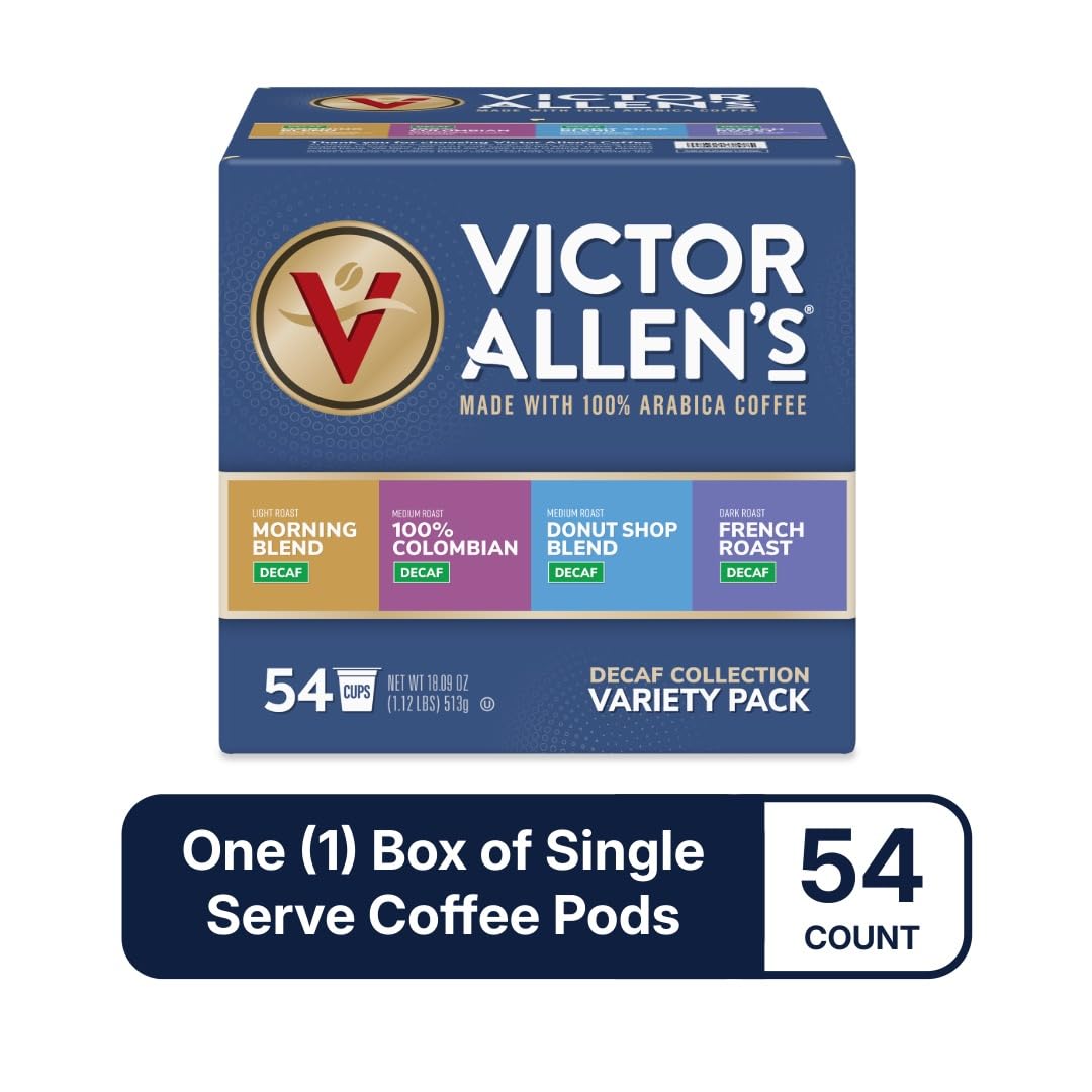 Victor Allen's Decaf French Roast pod, velvety aroma and smoky finish.