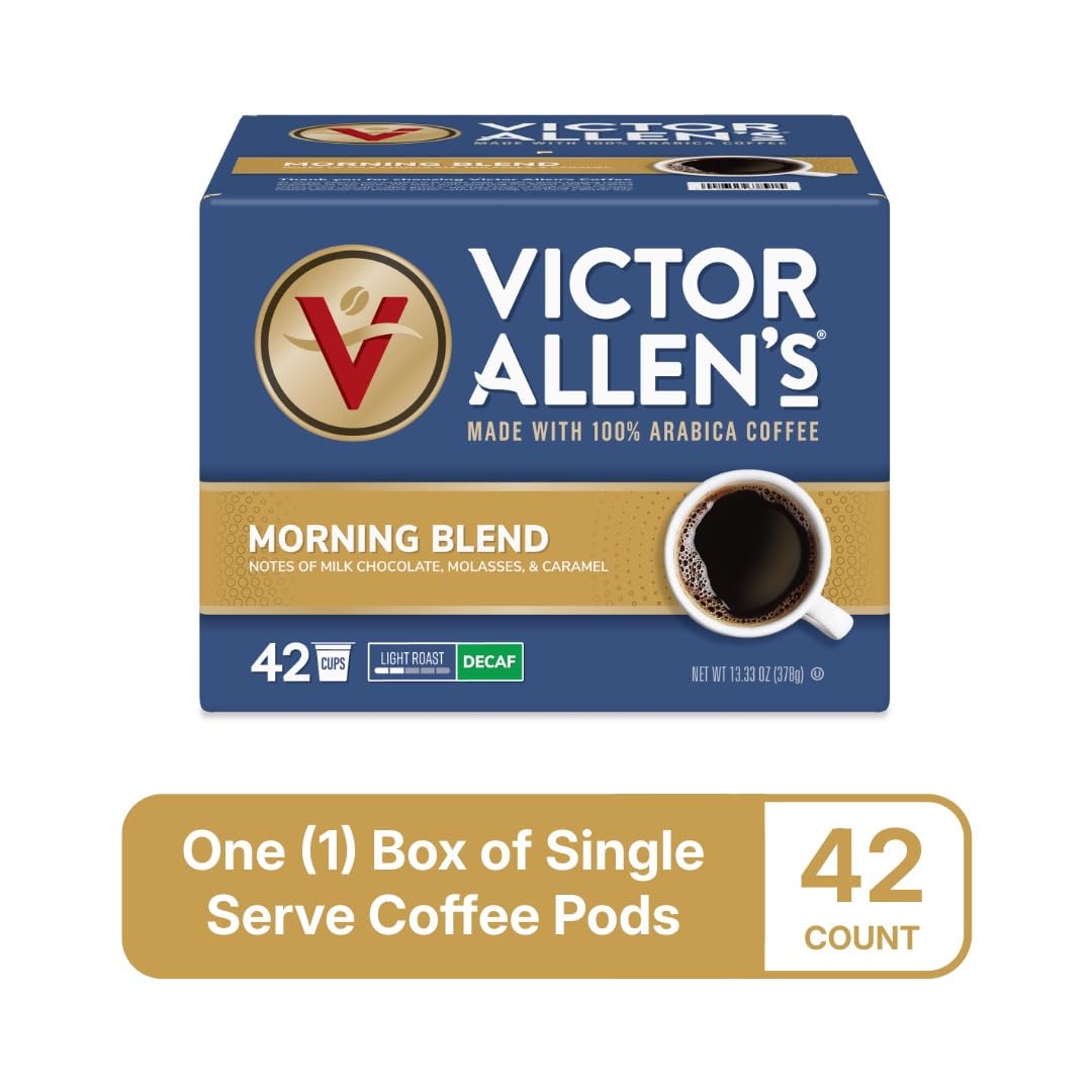 Brewing the morning ritual with Victor Allen's Decaf Morning Blend coffee.