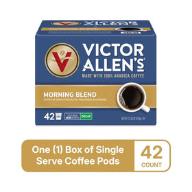 Brewing the morning ritual with Victor Allen's Decaf Morning Blend coffee.