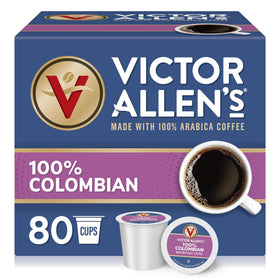 Victor Allen's Coffee 100% Colombian pods for Keurig brewing convenience and aroma.