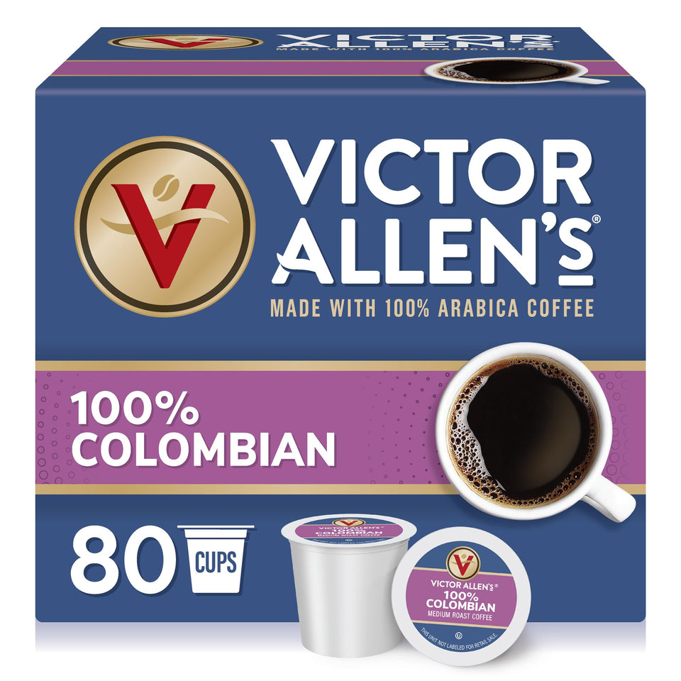 Victor Allen's Coffee 100% Colombian pods for Keurig brewing convenience and aroma.