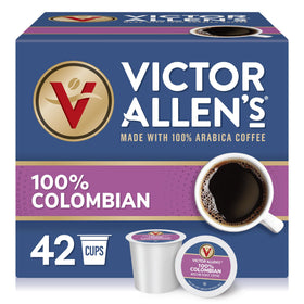 Victor Allen's Coffee box with 42 K-Cup pods ready to brew
