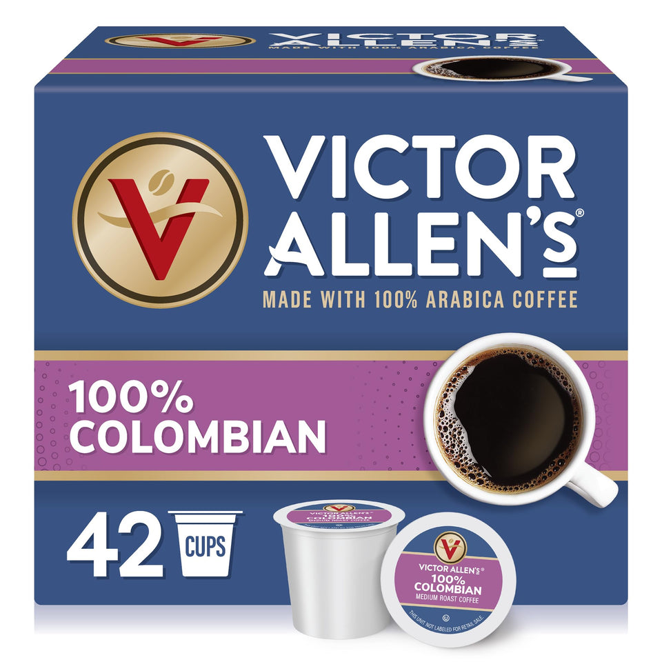Victor Allen's Coffee box with 42 K-Cup pods ready to brew