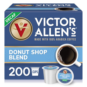 Victor Allen's Decaf Donut Shop Blend box of pods for easy brewing.