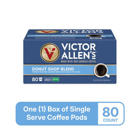 Victor Allen's Decaf Donut Shop K-Cup brewer display compatible with Keurig machines.