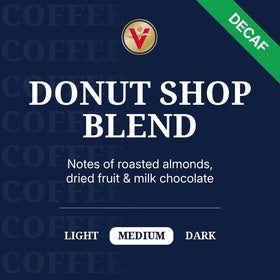 Victor Allen's Decaf Donut Shop Pods closeup for quick, reliable decaf brews.