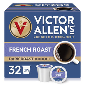 Victor Allen's French Roast pod closeup shows bold aroma and smooth finish.