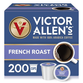 Victor Allen's Coffee French Roast pods in a 200-count box for Keurig brewers