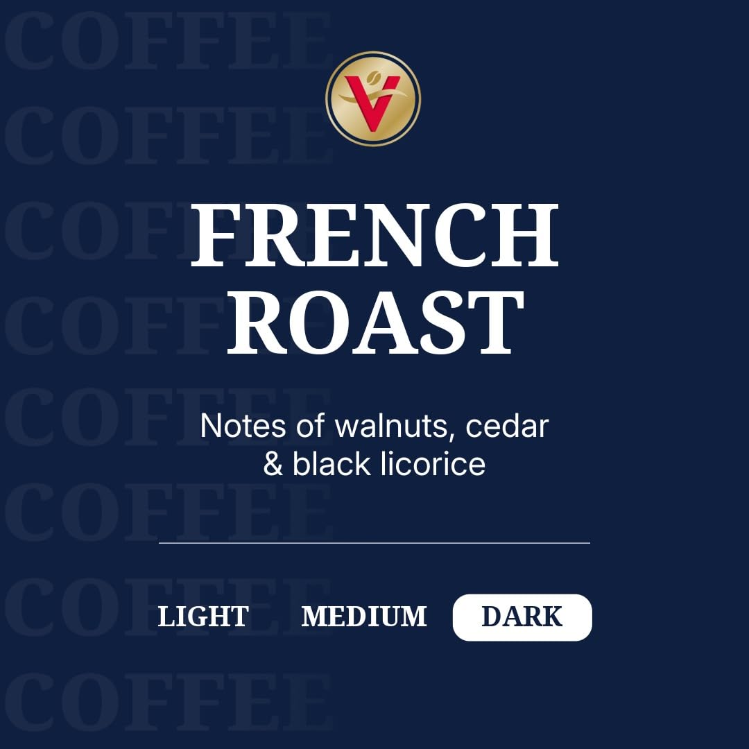Victor Allen's French Roast pods close-up, premium 100% Arabica beans for rich aroma