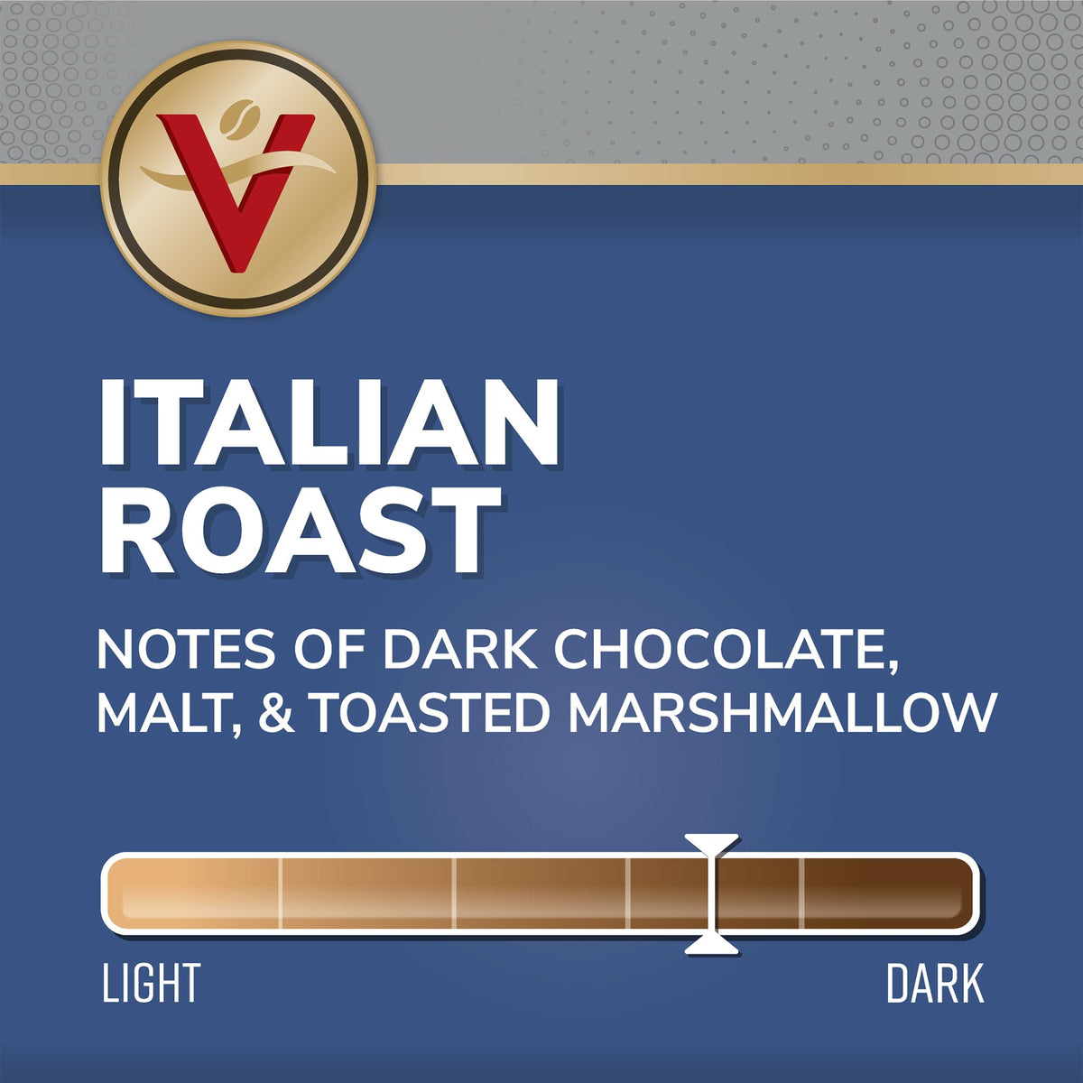 A brewed cup from Victor Allen's Italian Roast pod, full-bodied aroma