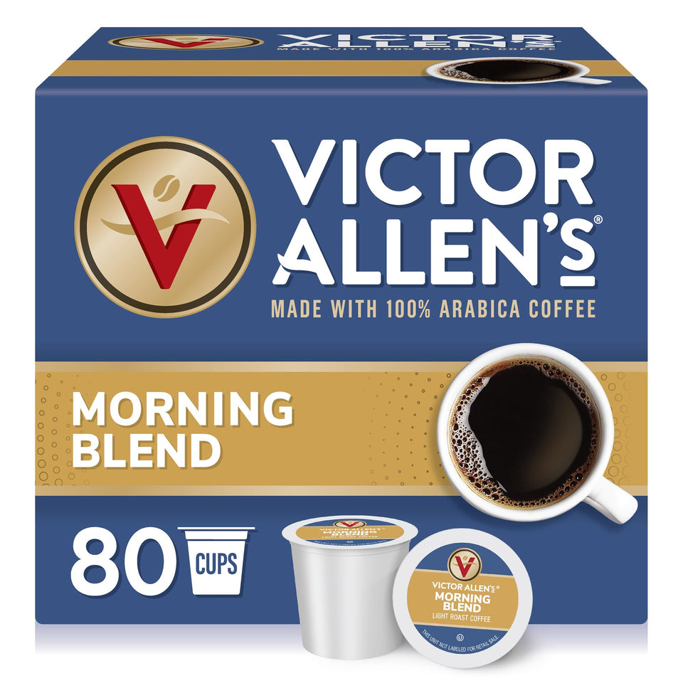 Victor Allen's Coffee Morning Blend packaging showing a light roast ready to energize mornings