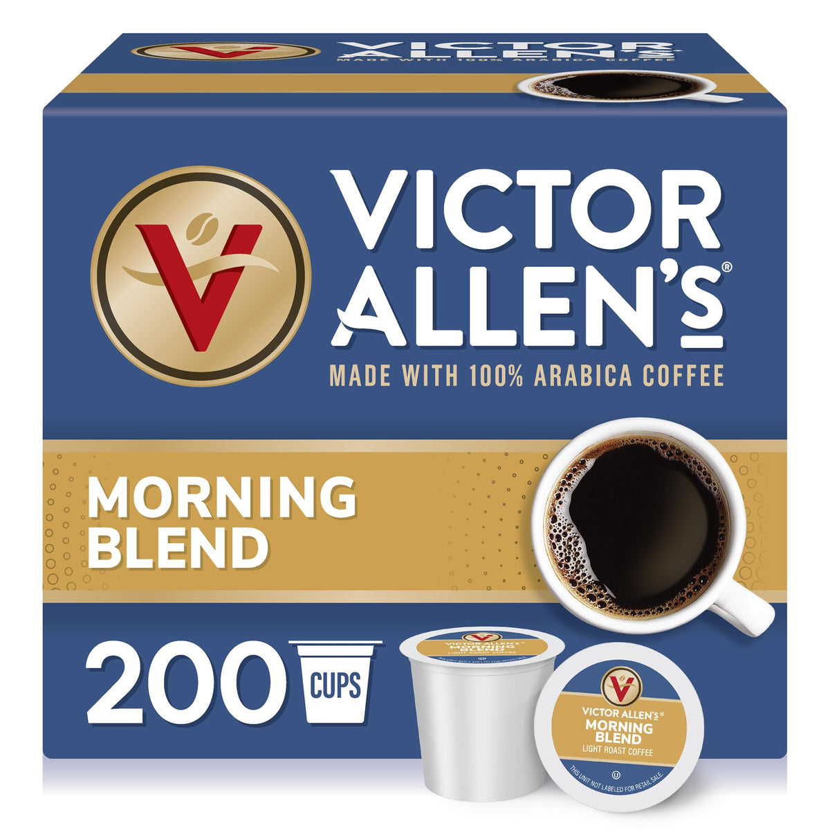 Victor Allen's Morning Blend pods box for Keurig, 200-count, convenient daily brew.