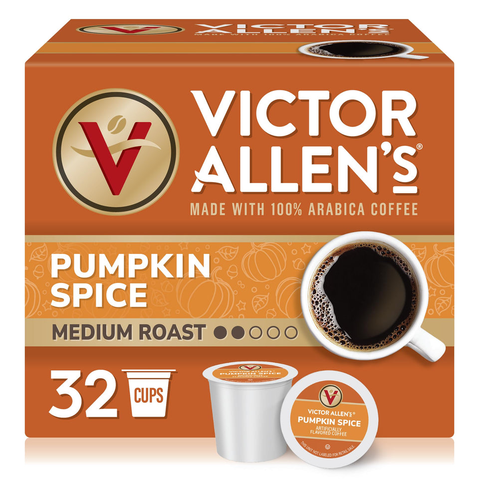 Victor Allen's Pumpkin Spice flavored pod in a box for convenient mornings