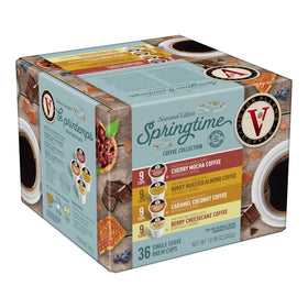 Victor Allen's Springtime Variety Box with four medium roast flavors for versatile mornings.