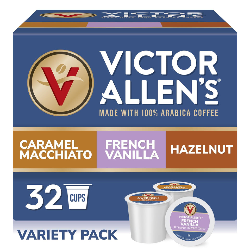 Victor Allen's Coffee variety pack box with 32 pods for Keurig brewers