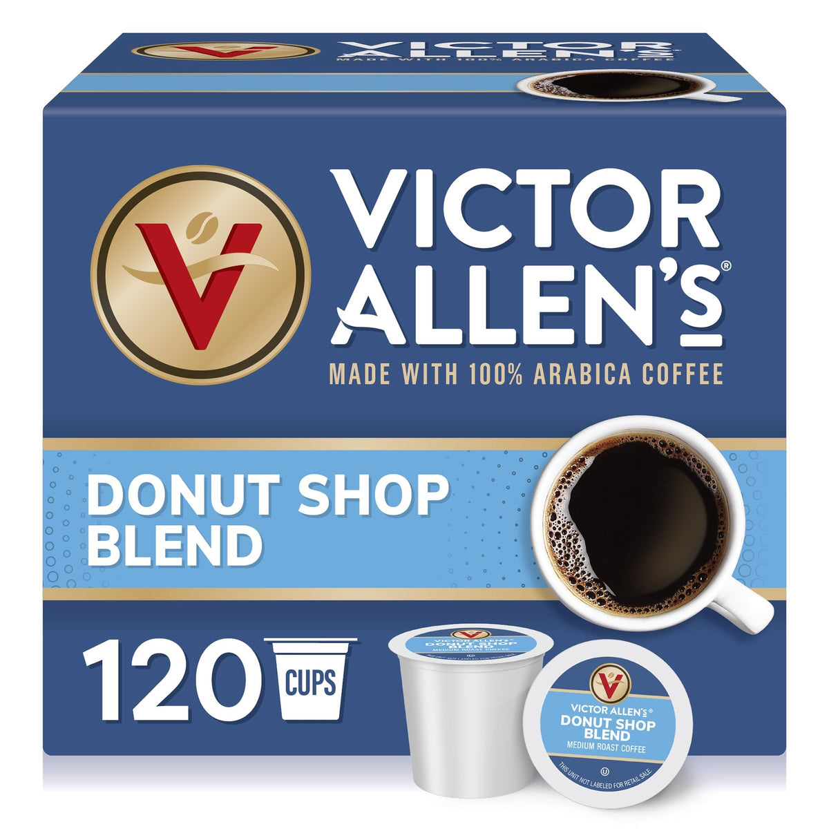 Victor Allens Donut Shop Blend pods in a box for easy daily use.