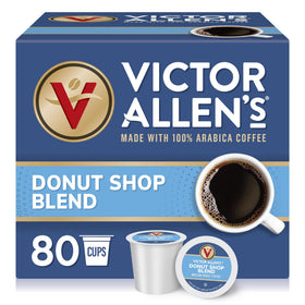 Victor Allen's Donut Shop Blend pods in a box for easy daily brews.