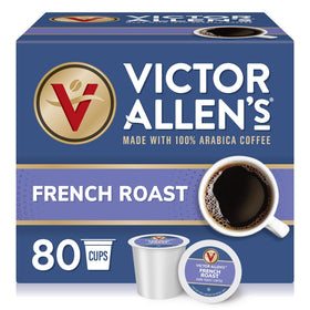 Victor Allen's French Roast pods in a box with rich aroma.