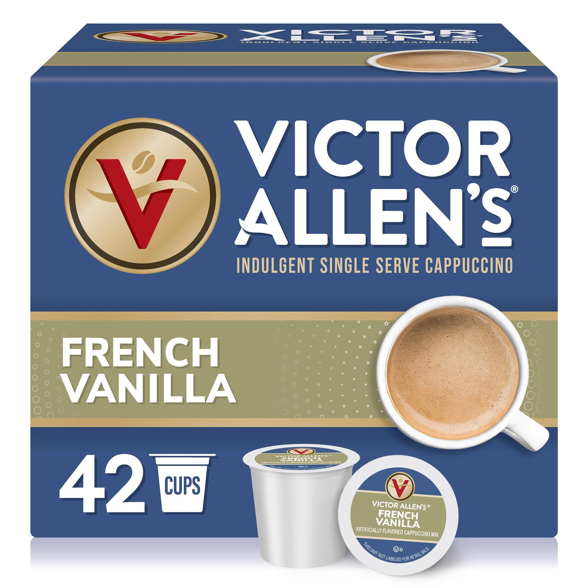 Victor Allen's French Vanilla Cappuccino box of 42 pods for home café