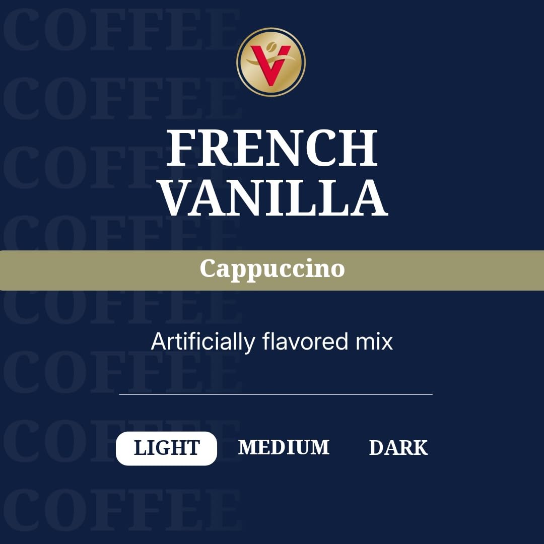 Victor Allen's French Vanilla cappuccino pod in brewer for quick indulgence