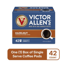 Steaming cup of Victor Allen's Hazelnut for a comforting afternoon break
