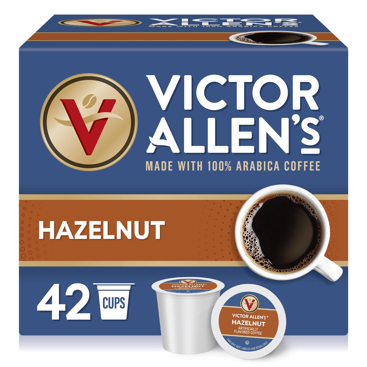 Victor Allen's Hazelnut pods box ready for quick Keurig brewing