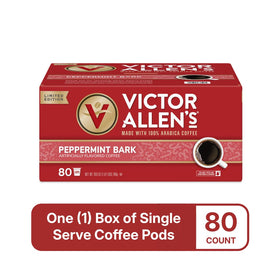A ready-to-brew cup of Victor Allen's Peppermint Bark coffee.