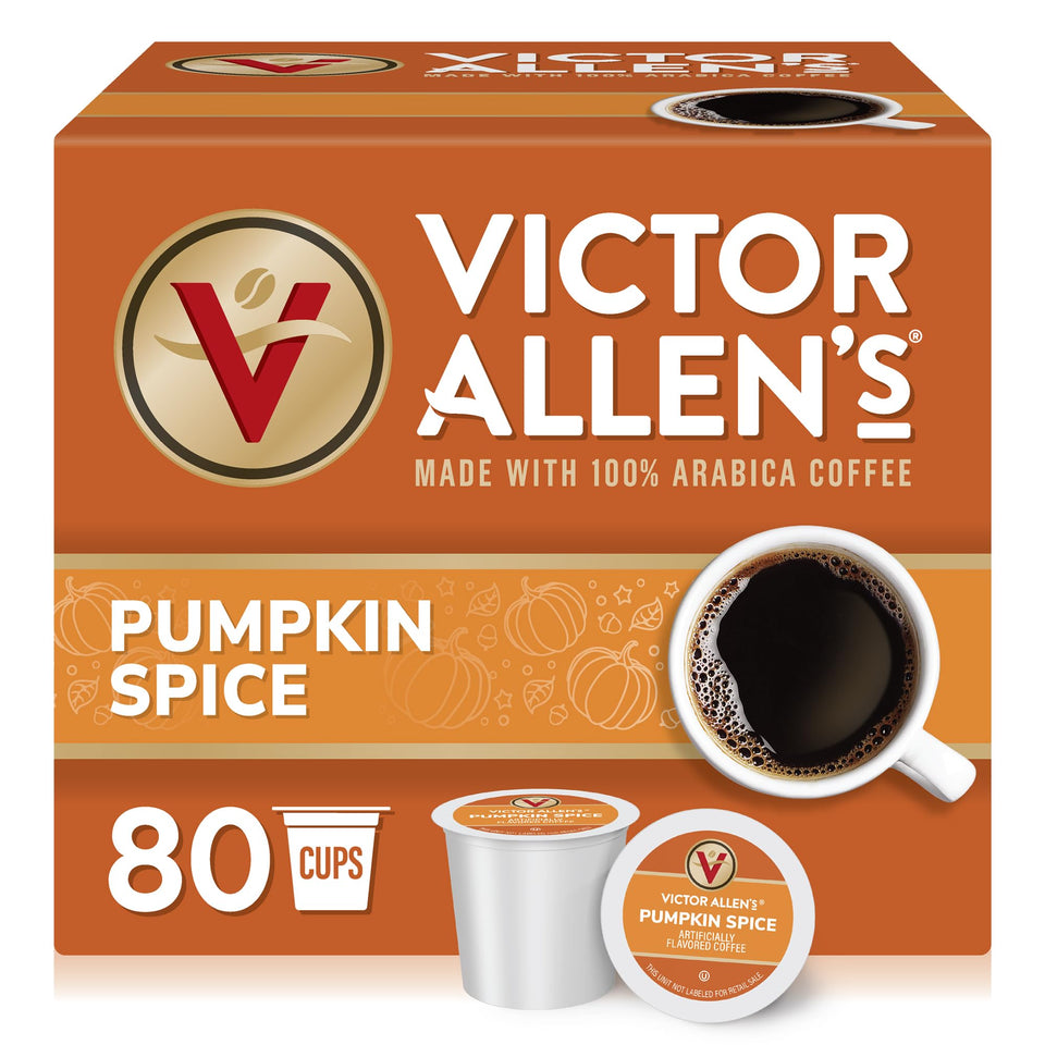 Victor Allen's Pumpkin Spice pods front view for quick seasonal mornings