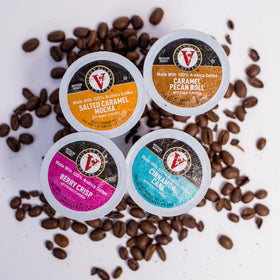 Victor Allen's salted caramel mocha pods for Keurig, sweet and balanced.