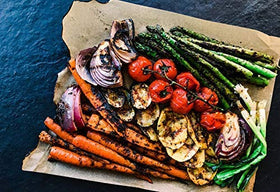Victoria Taylor's Cracked Black Pepper Rub ingredients image shows fresh vegetables and spices