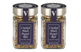 Victoria Taylor's Cracked Black Pepper Rub jar on the counter adds bold Montreal-style flavor
