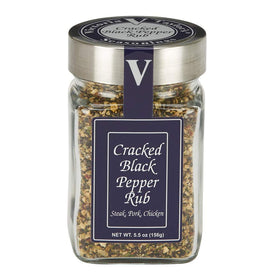 Victoria Taylor's Cracked Black Pepper Rub on a kitchen shelf for versatile cooking