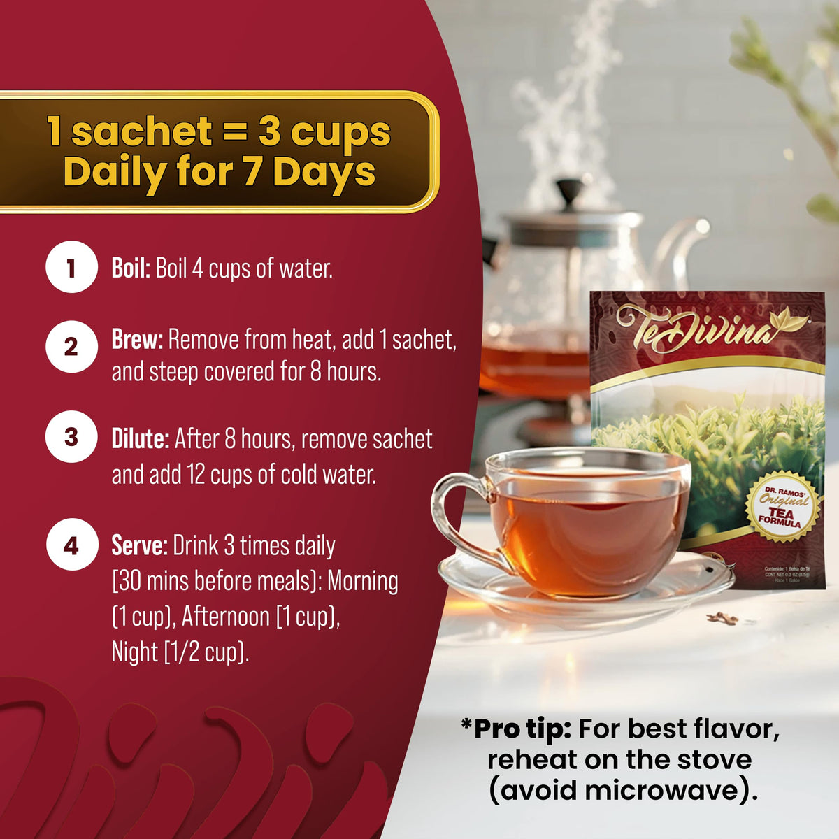 Family-use TeDivina setup depicts a shared caffeine-free wellness ritual