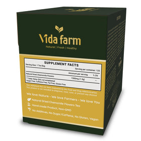 VIDA FARM chamomile flowers, dried, for fragrant, soothing herbal tea.