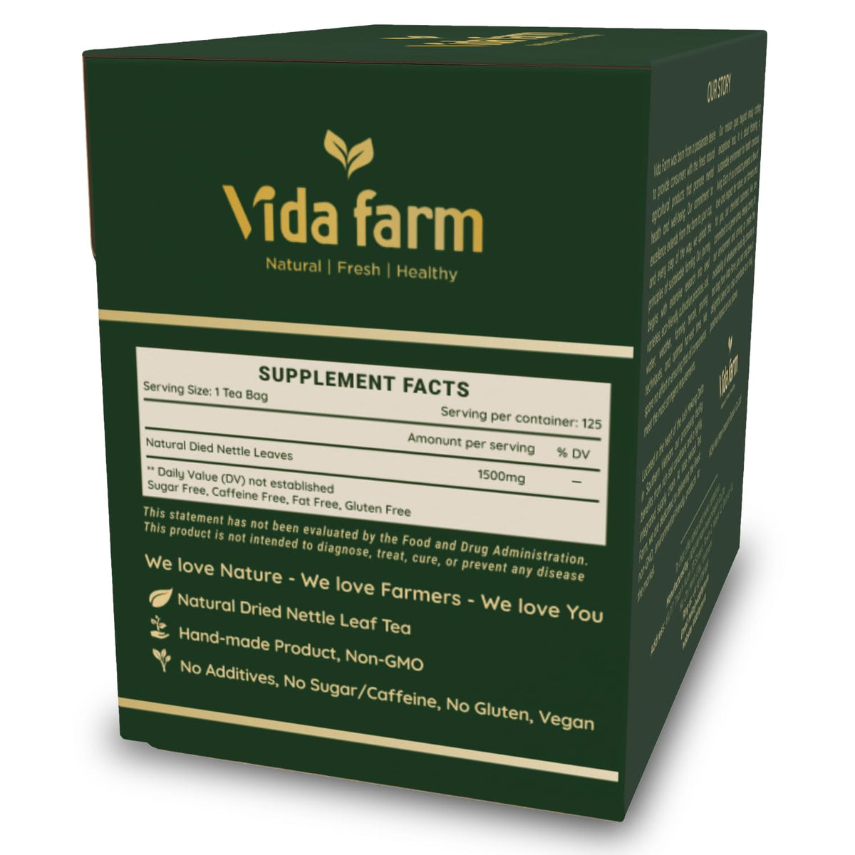 Vida Farm nettle tea bags ready to brew a calming cup