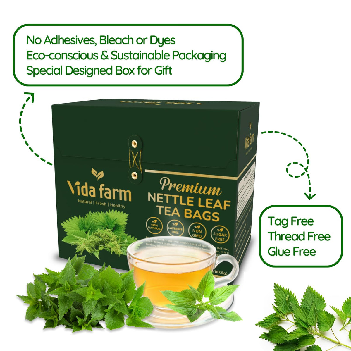 Vida Farm nettle tea flavor and aroma highlighting herbal notes