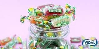 Vidal soft fruit wrapped candies, assorted colors, great for gifting or snacking.
