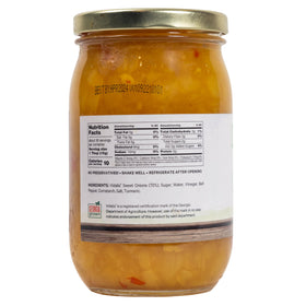 Vidalia Brands Sweet Onion Relish jar edible spread, perfect for grills and sandwiches.