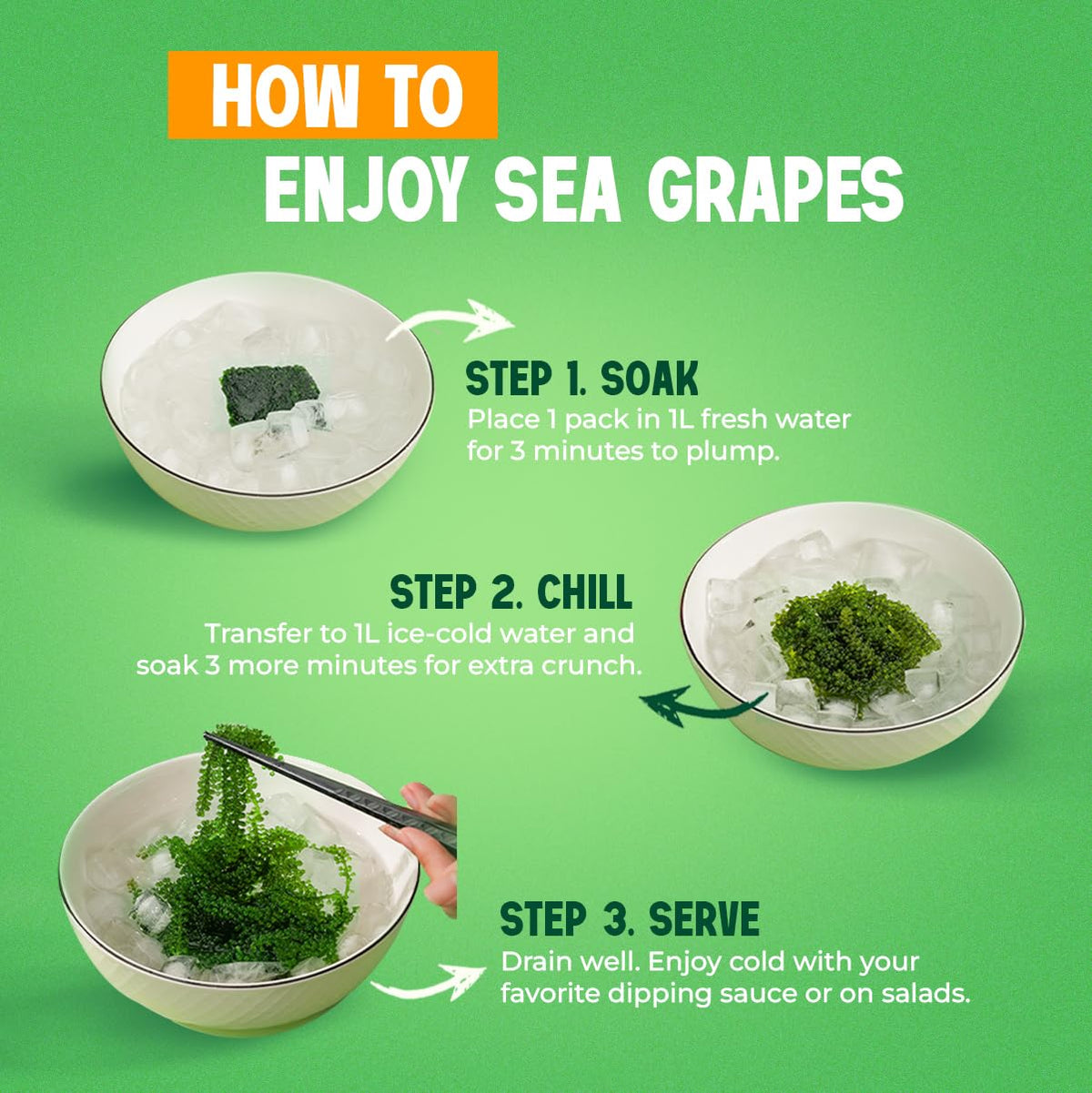 VieTreasures Sea Grapes portion sachets, easy travel-friendly topping and snack.