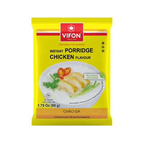 VIFON chicken flavor instant porridge congee bowl with hot water, ready in minutes.