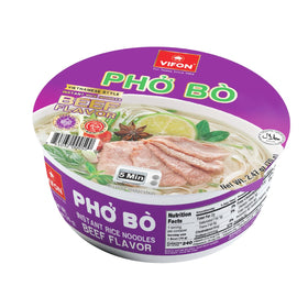 VIFON Pho Bo bowl front view, quick authentic meal option.