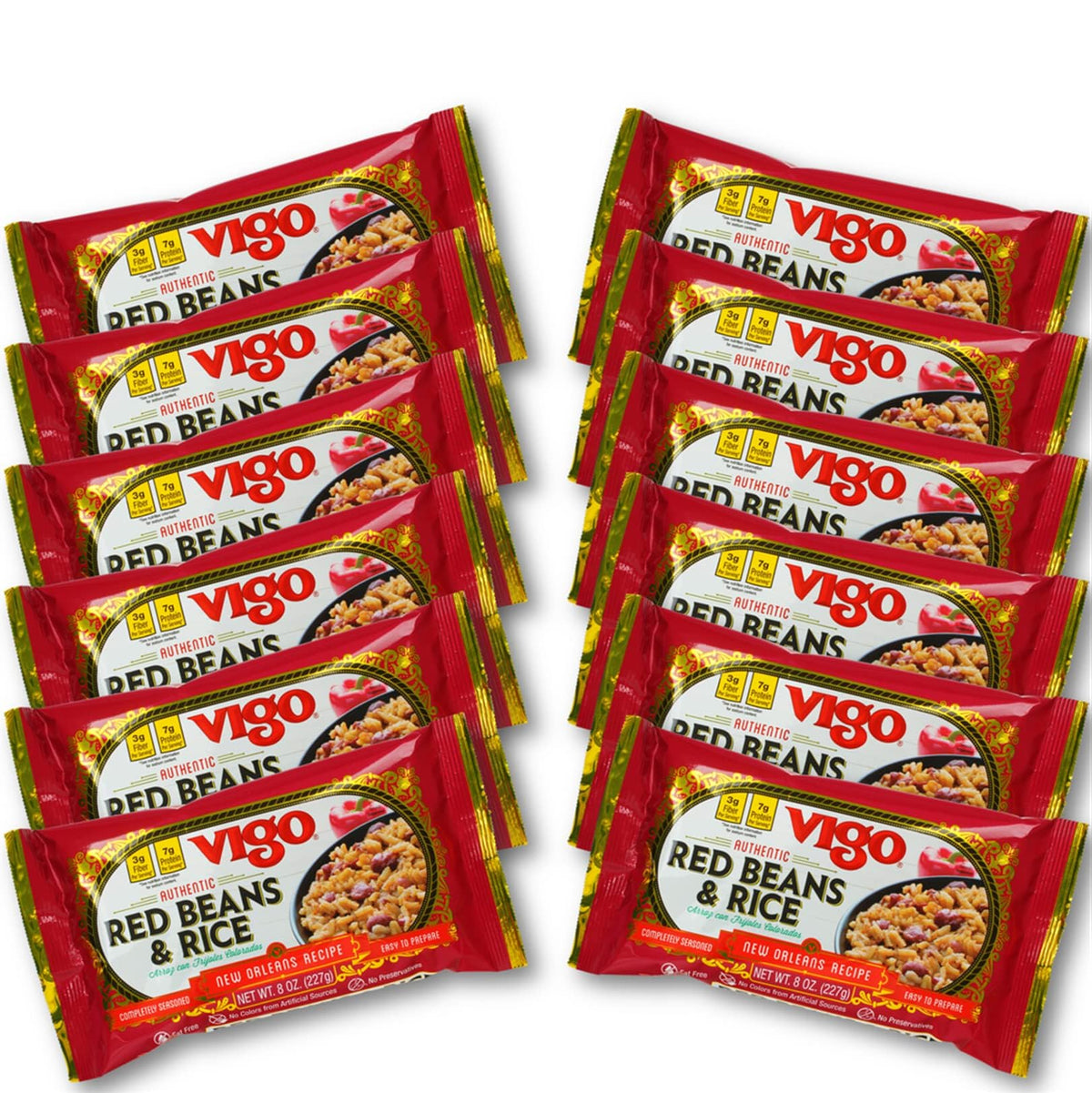 Vigo Authentic Red Beans and Rice packaging, convenient and ready to heat for weeknight meals.