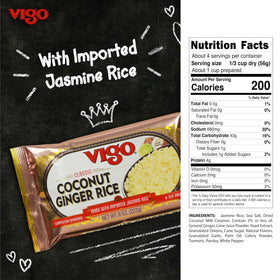 Vigo Coconut Ginger Rice with real ginger and jasmine rice closeup.