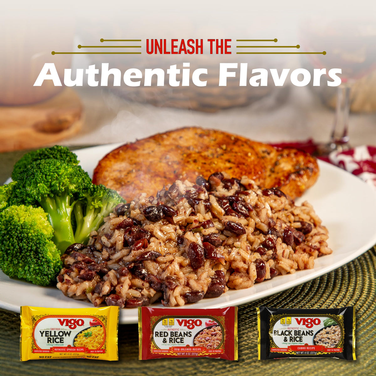 Vigo Red Beans & Rice authentic flavor pairs with sausage