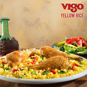 Steam from Vigo saffron yellow rice demonstrates fresh aroma.