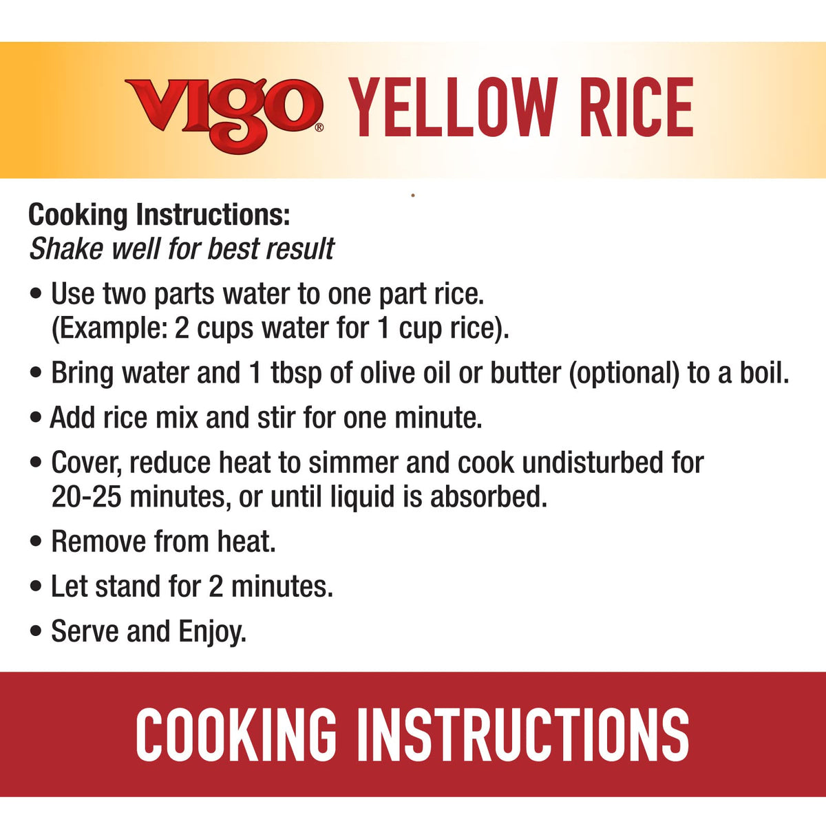 Vigo saffron yellow rice ingredients emphasize wholesome, nourishing elements.