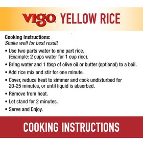 Vigo saffron yellow rice ingredients emphasize wholesome, nourishing elements.