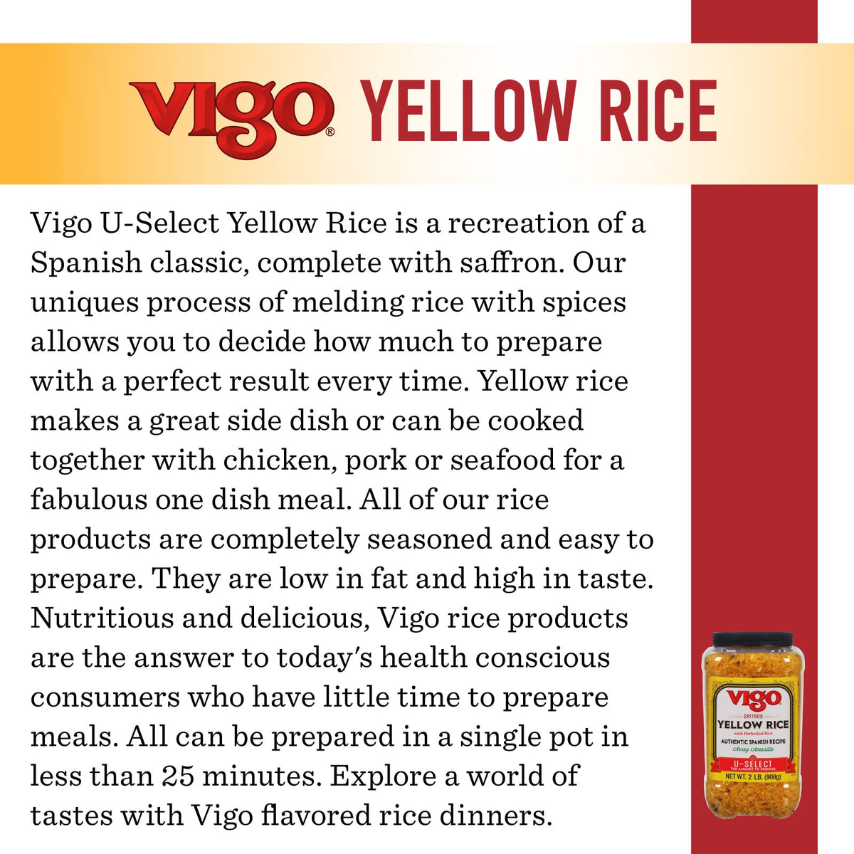Spanish-inspired Vigo saffron yellow rice serves as an easy dinner idea.